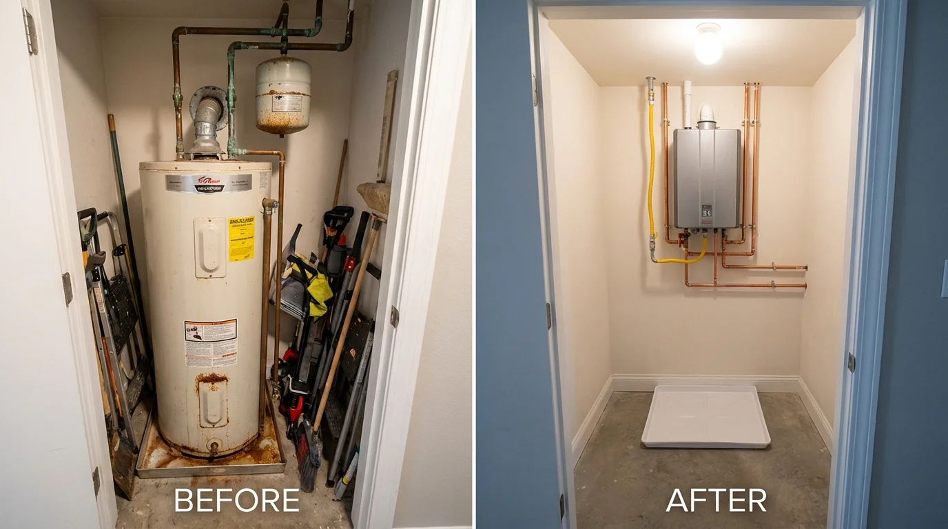 Tank water heater versus wall-mounted tankless unit comparison for Williston, SC homeowners